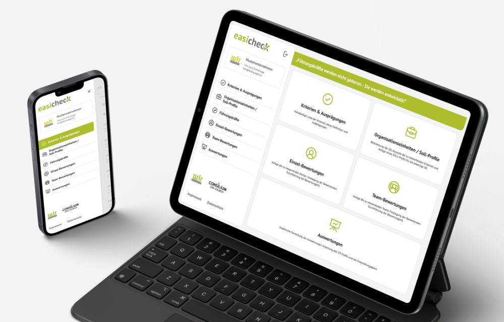 Smartphone- und Tablet-Mockup von easicheck.