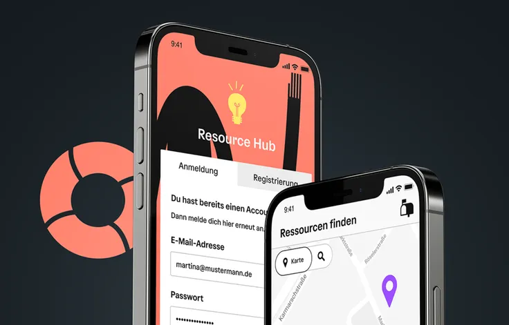 Mockup auf Smartphones von Resource Hub.